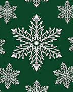 White Snowflake Pattern On Green Background Rug