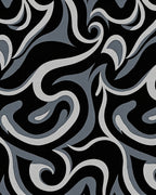 Abstract Black Grey Swirl Design Rug