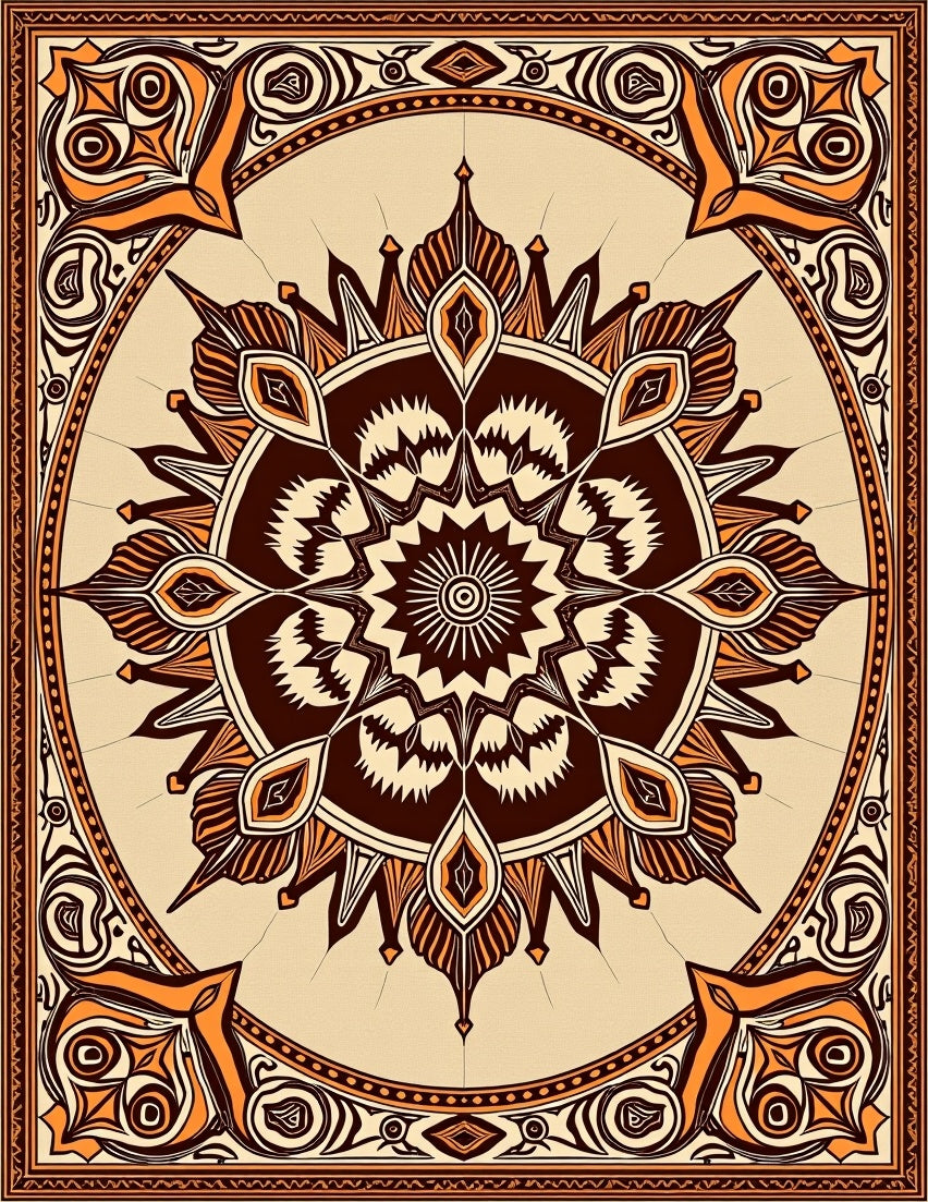 Intricate Mandala Patterned Geometric Rug