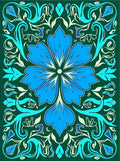 Blue Floral Swirls Pattern Rug