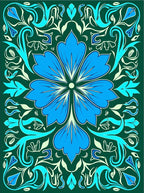 Blue Floral Swirls Pattern Rug