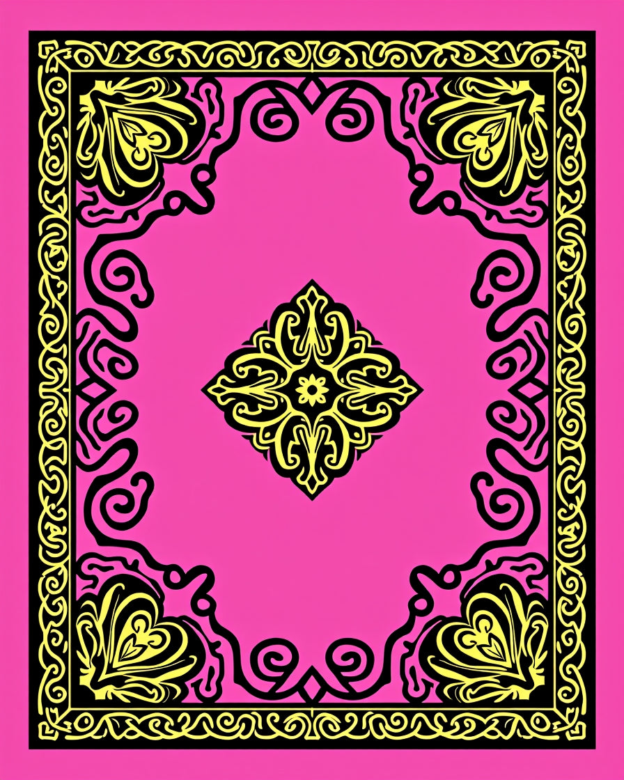 Ornate Scrollwork Floral Design Rug