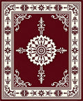 Ornate Cream Crimson Floral Medallion Rug