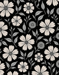 Black and Cream Floral Pattern Rug