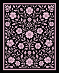 Pink Floral Vine Scroll Design Rug