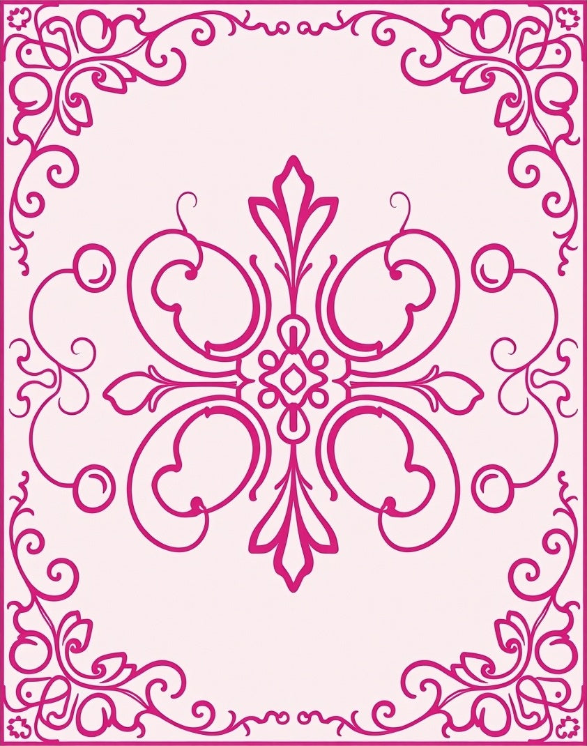 Pink Victorian Swirl Filigree Design Rug