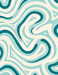 Flowing Teal Cream Wave Pattern Rug