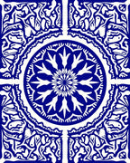 Ornate Blue White Mandala Pattern Rug