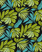 Lush Green Teal Leaf Pattern Rug