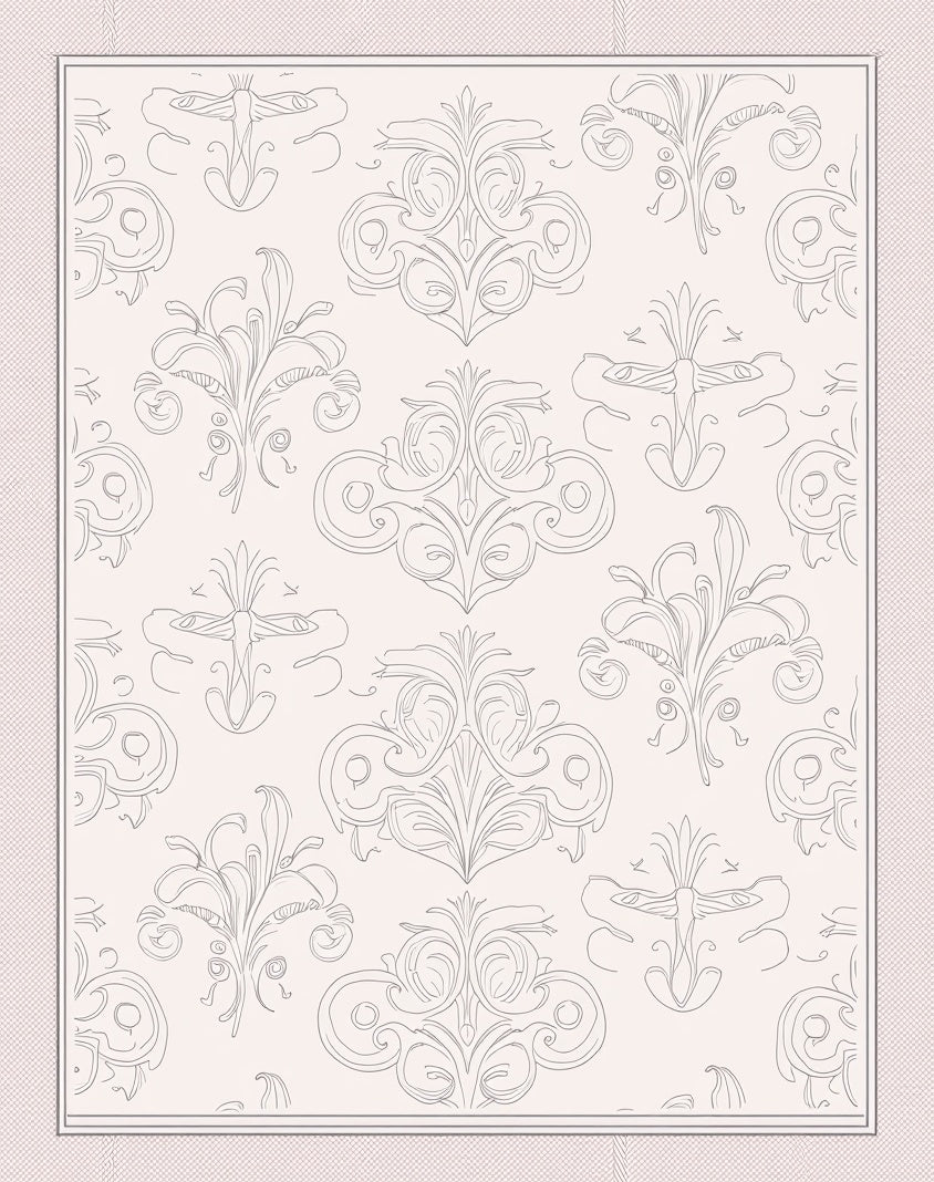 Ornate Floral Damask Pattern Rug