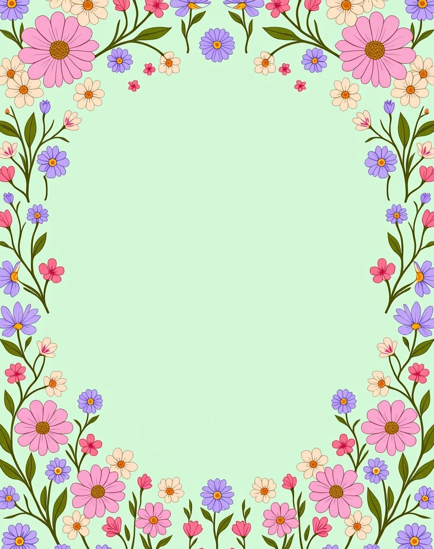 Retro Floral Garden Pattern Rug