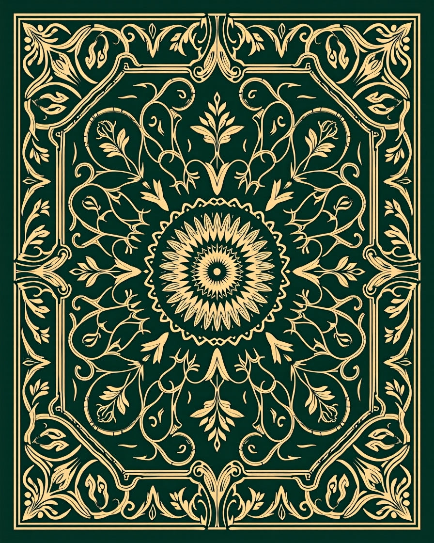 Ornate Floral Mandala Design Rug