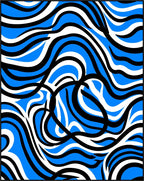 Abstract Blue White Black Swirl Design Rug