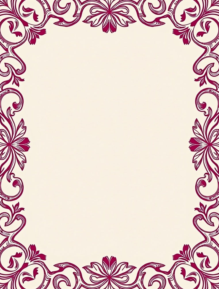 Ornate Red Floral Border Design Rug