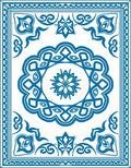 Elegant Blue Floral Mandala Pattern Rug