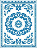 Elegant Blue Floral Mandala Pattern Rug