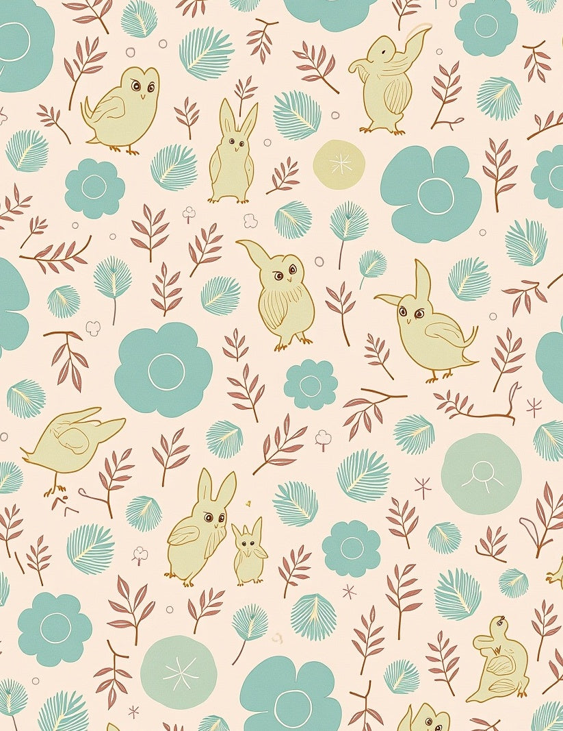 Whimsical Woodland Creatures Garden Pattern Rug