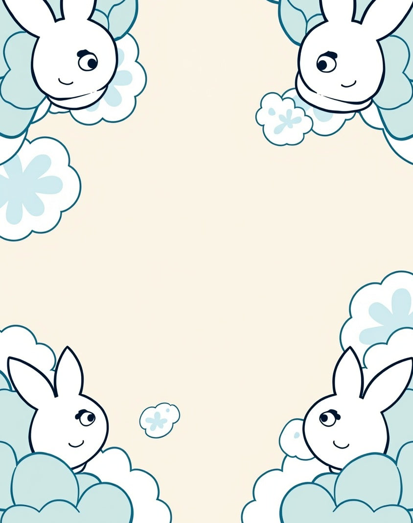Cute Bunny Cloud Pattern Design Rug