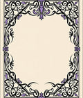 Elegant Black Violet Floral Scroll Rug