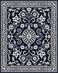 Classic Floral Medallion Navy Ivory Rug
