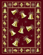 Gold Bell Holiday Festive Scatter Rug