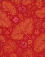 Botanical Fan Floral Red Design Rug