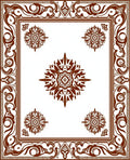 Brown Floral Scrollwork Mandala Design Rug