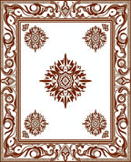Brown Floral Scrollwork Mandala Design Rug