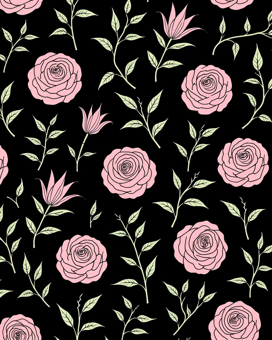 Pink Rose and Lily Floral Pattern Rug