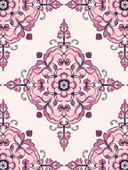 Pink Purple Floral Medallion Pattern Rug