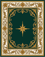 Ornate Floral Green Gold Border Rug