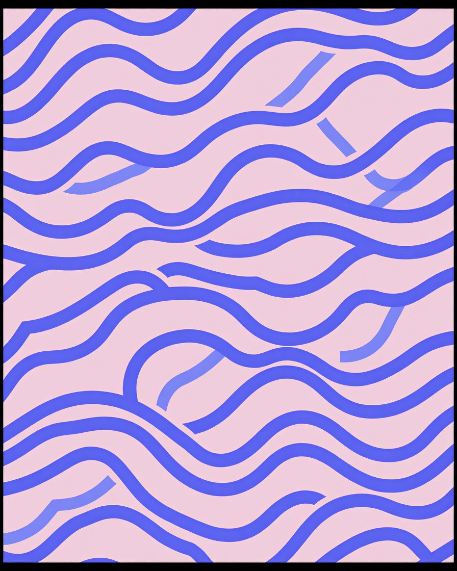 Blue Waves Patterned Rug