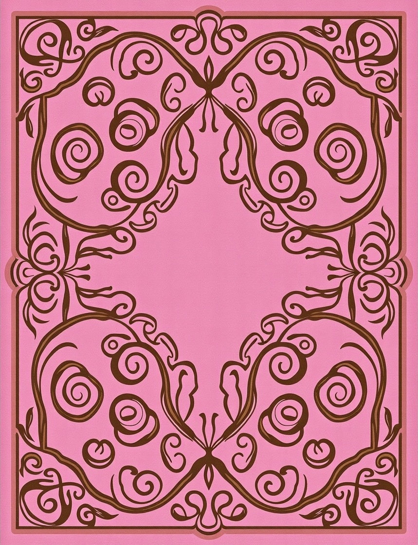 Pink Floral Swirl Pattern Rug