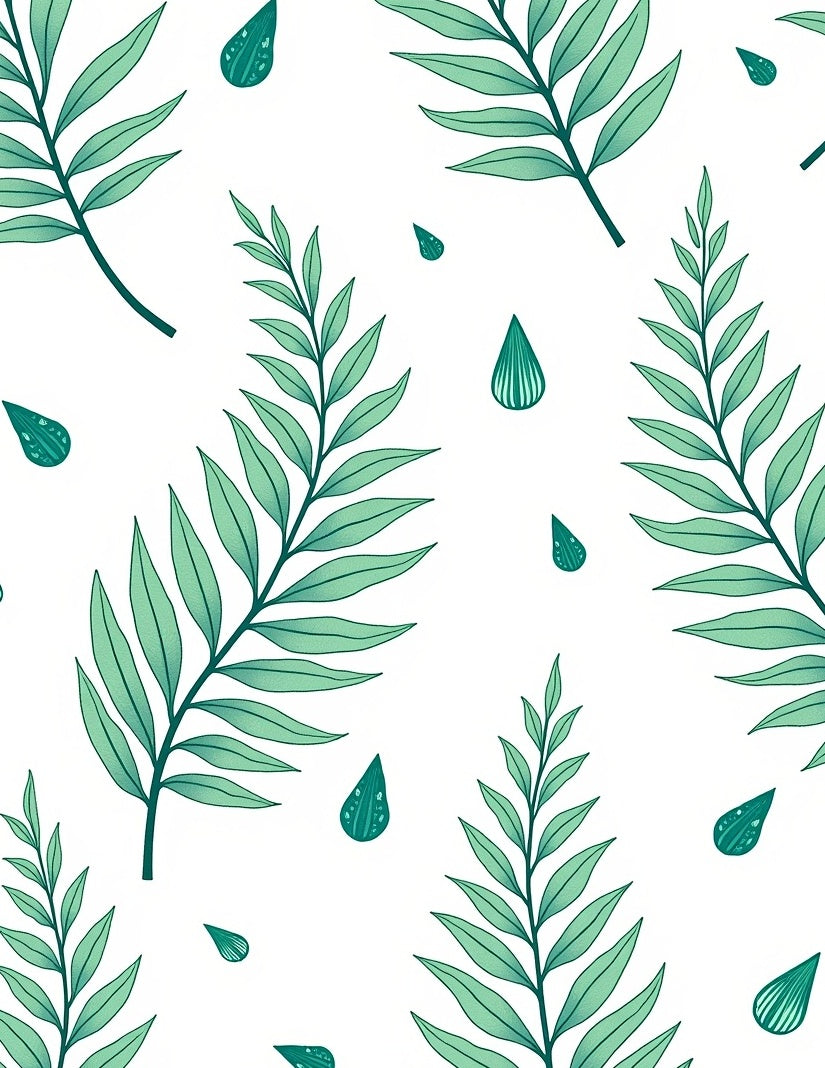 Leafy Greenery and Drops Pattern Rug