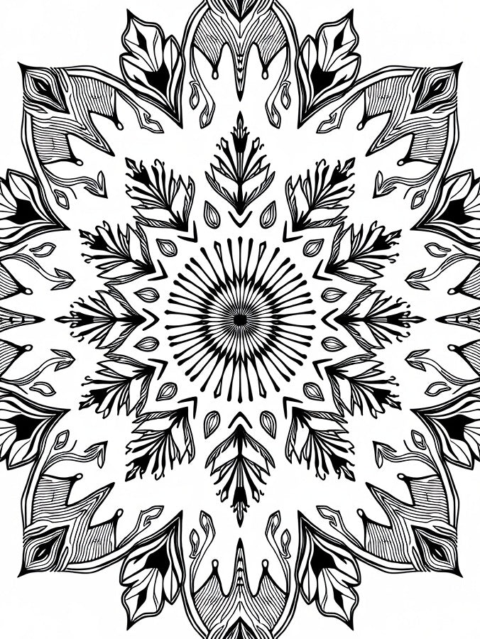Black White Floral Mandala Design Rug