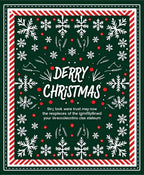 Festive White Snowflakes Red Border Rug