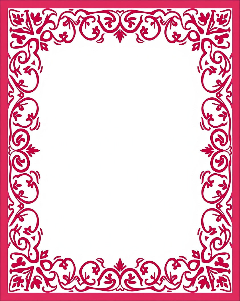 Elegant Swirl Floral Red Border Design Rug