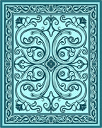 Elegant Teal Floral Scroll Rug