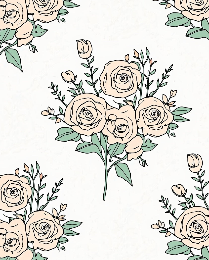 Romantic Roses Floral Pattern Rug