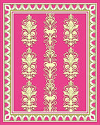 Cream Floral Design on Hot Pink Rug