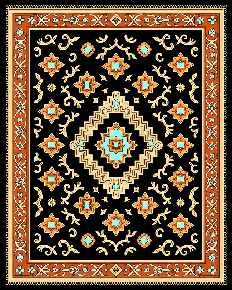 Ornate Diamond Geometric Pattern Rug