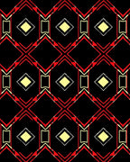 Bold Red Yellow Diamond Pattern Rug