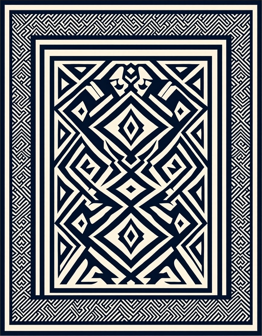 Bold Geometric Maze Pattern Rug