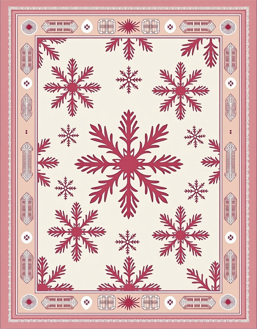 Crimson Snowflake Medley Cream Rug