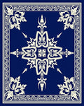 Ornate Cobalt Floral Scroll Rug