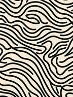 Organic Wavy Black Lines Pattern Rug