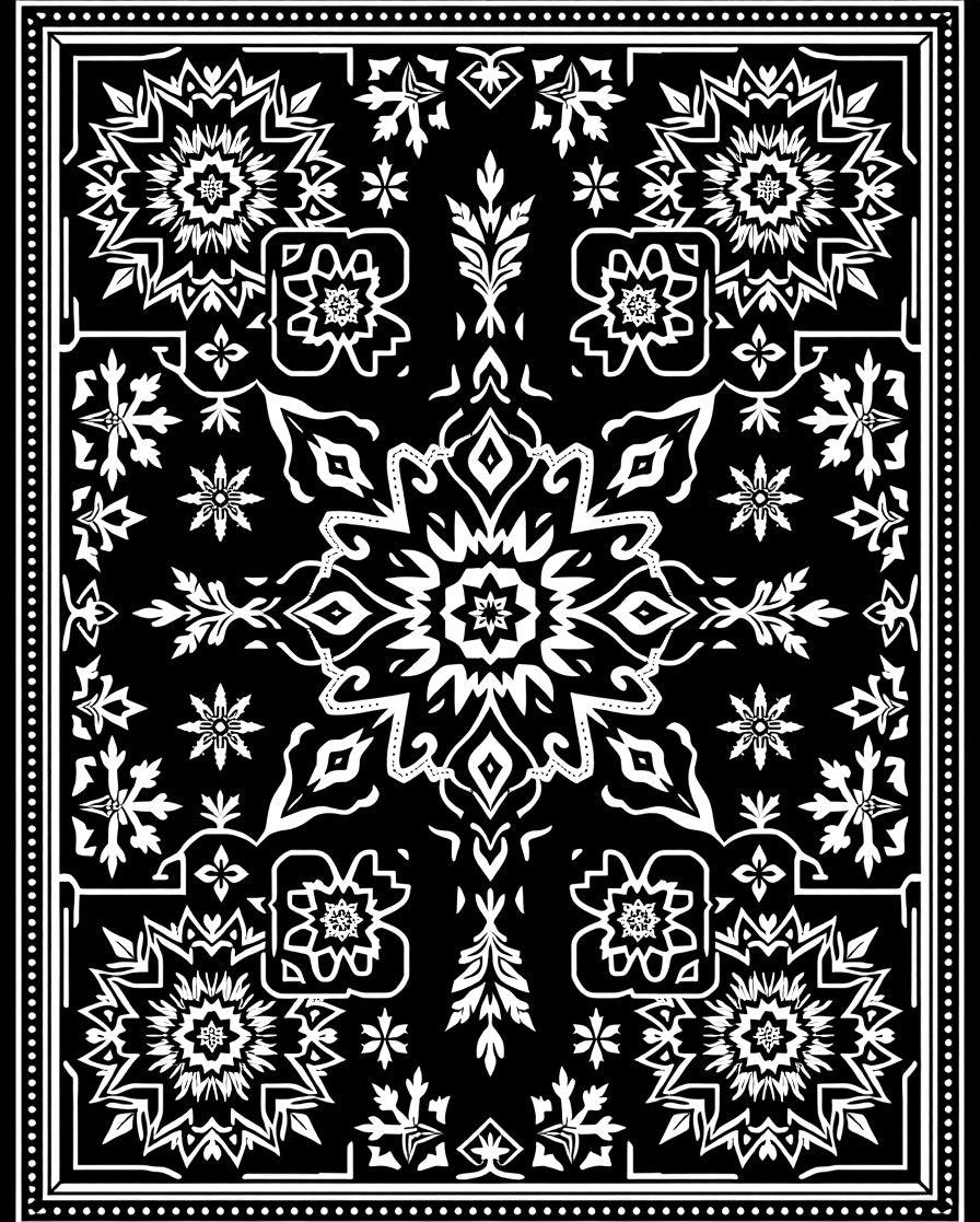 Monochromatic Intricate Star Medallion Rug