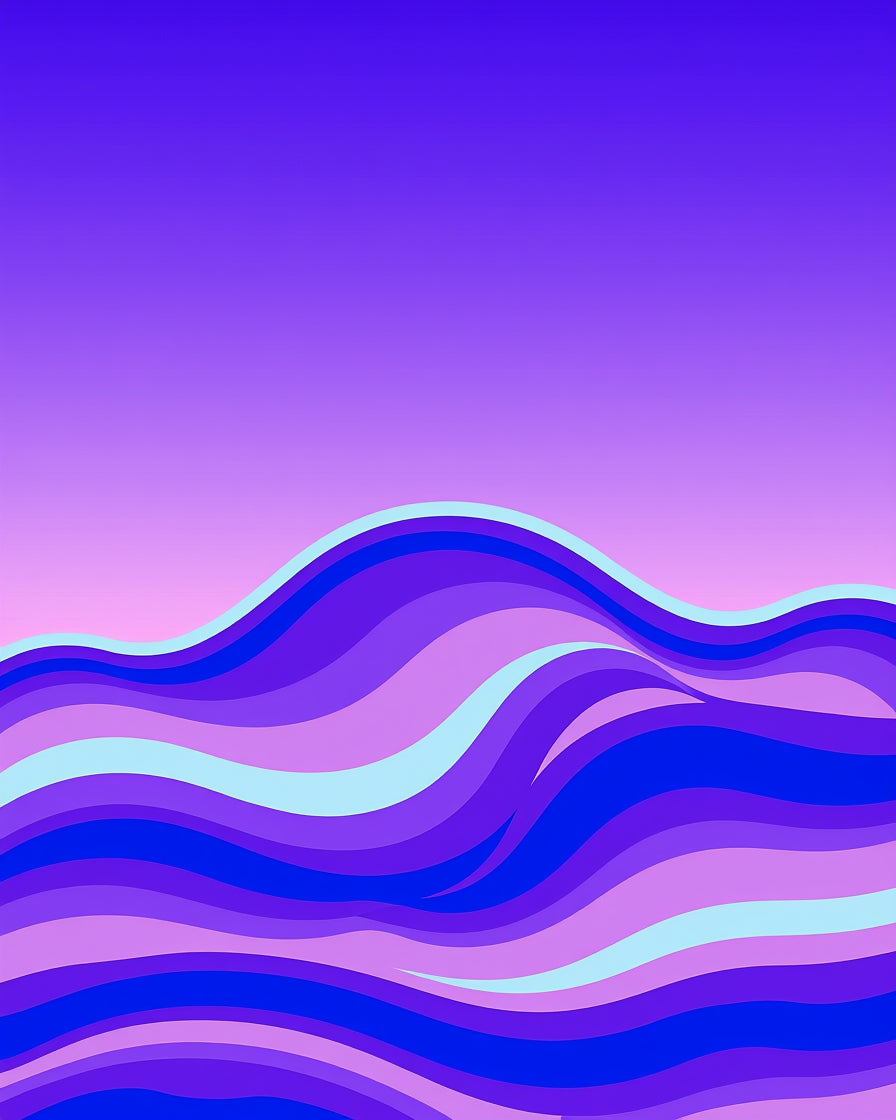 Abstract Wavy Blue Purple Design Rug