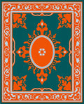 Ornate Oval Floral Teal Rug