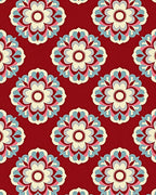 Red Floral Medallion Pattern Runner Rug